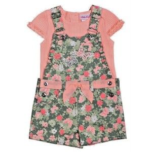 Little Lass NWT 3T 2 Piece Floral Butterfly Overall Set